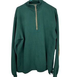Woolrich Sweater Mens XL 1/4 Zip Olive Green Elbow Patch Long Sleeve Pullover L